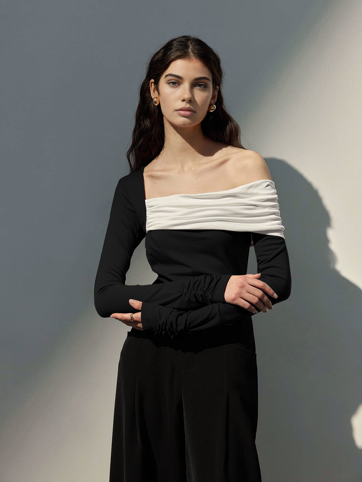 Tek Omuzlu Buruşuk İnce Üst