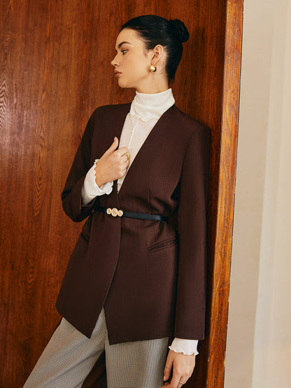 Kemersiz Utility V Yaka Blazer