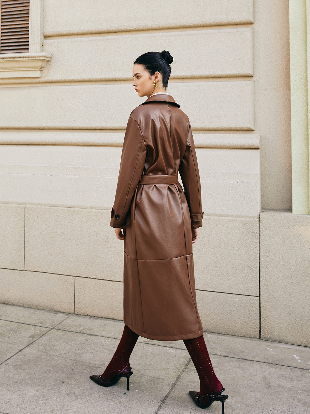 Leisure Suni Deri Uzun Ceket