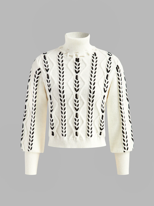 Turtleneck Raw Hem Twist Kazak