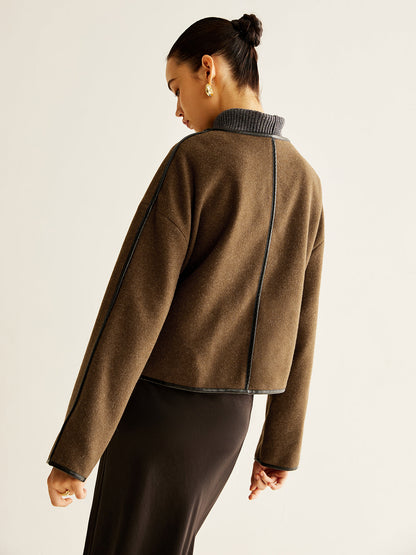 Leisure Kontrast Kesim Tweed Mont