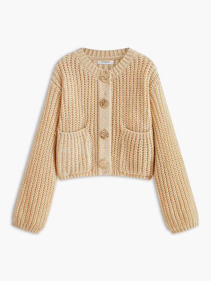 Düz Düğmeli Kalın Hırka