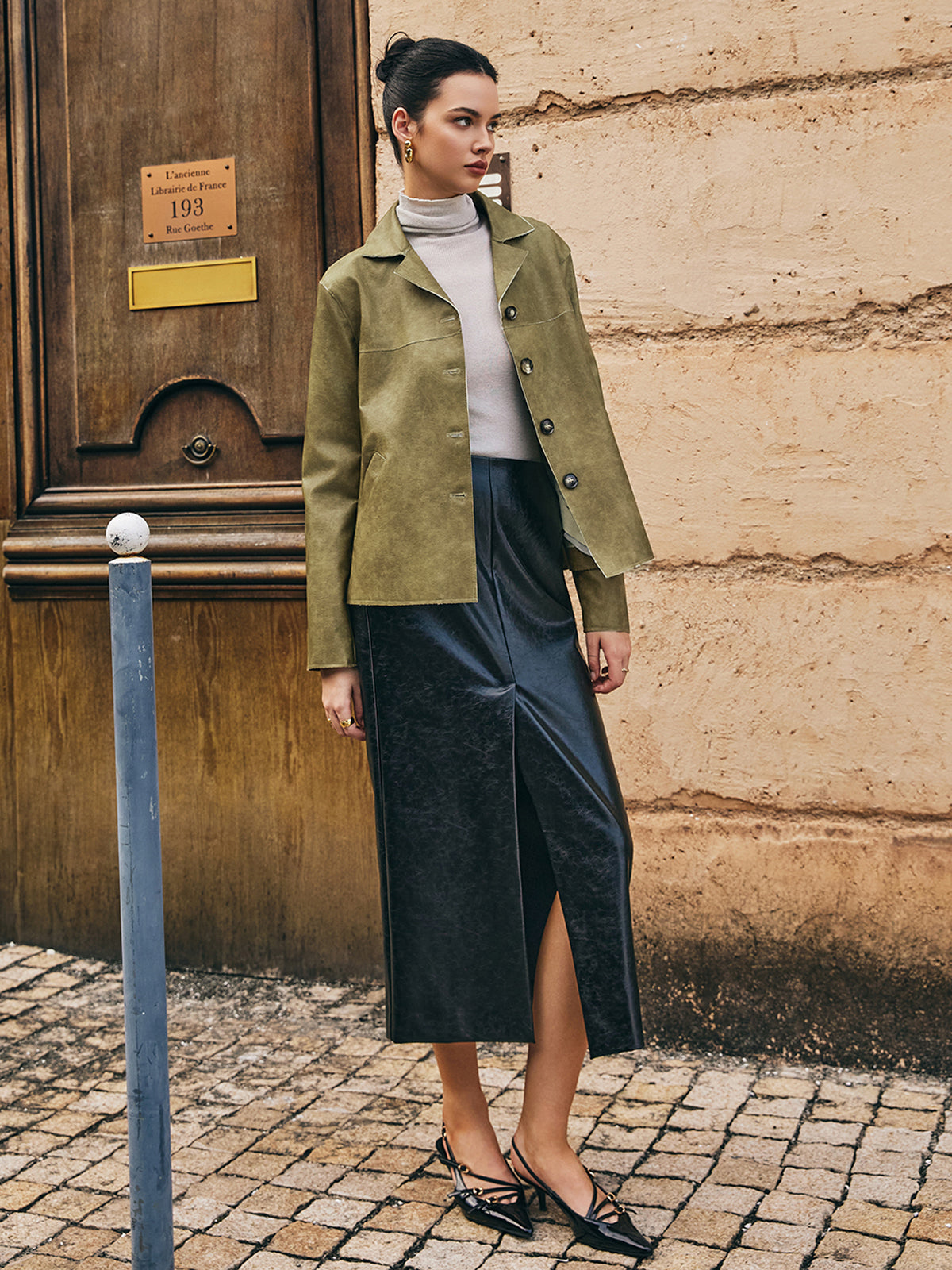 Gevşek Pu Deri Düz Ceket