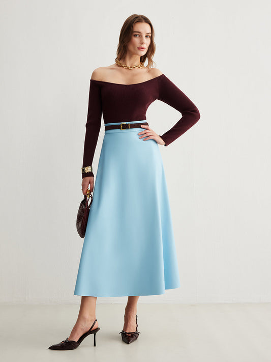 Kemersiz Floy Fermuarlı Pu Deri Etek