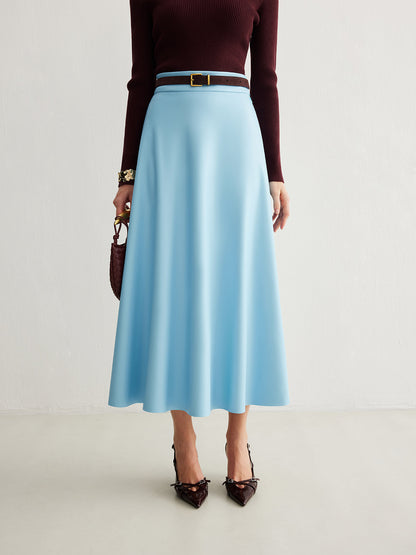 Kemersiz Floy Fermuarlı Pu Deri Etek