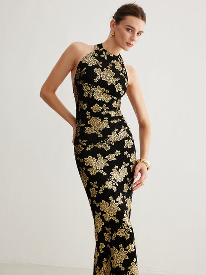 Retro Sırtı Açık İnce Askılı Elbise