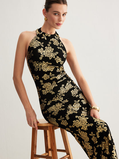 Retro Sırtı Açık İnce Askılı Elbise