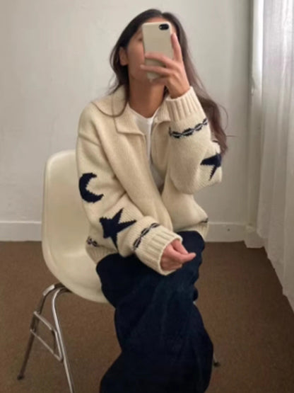 Çift Fermuarlı Cepli Yakalı Hırka