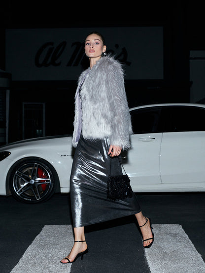 Şık Sahte Kürk Manto