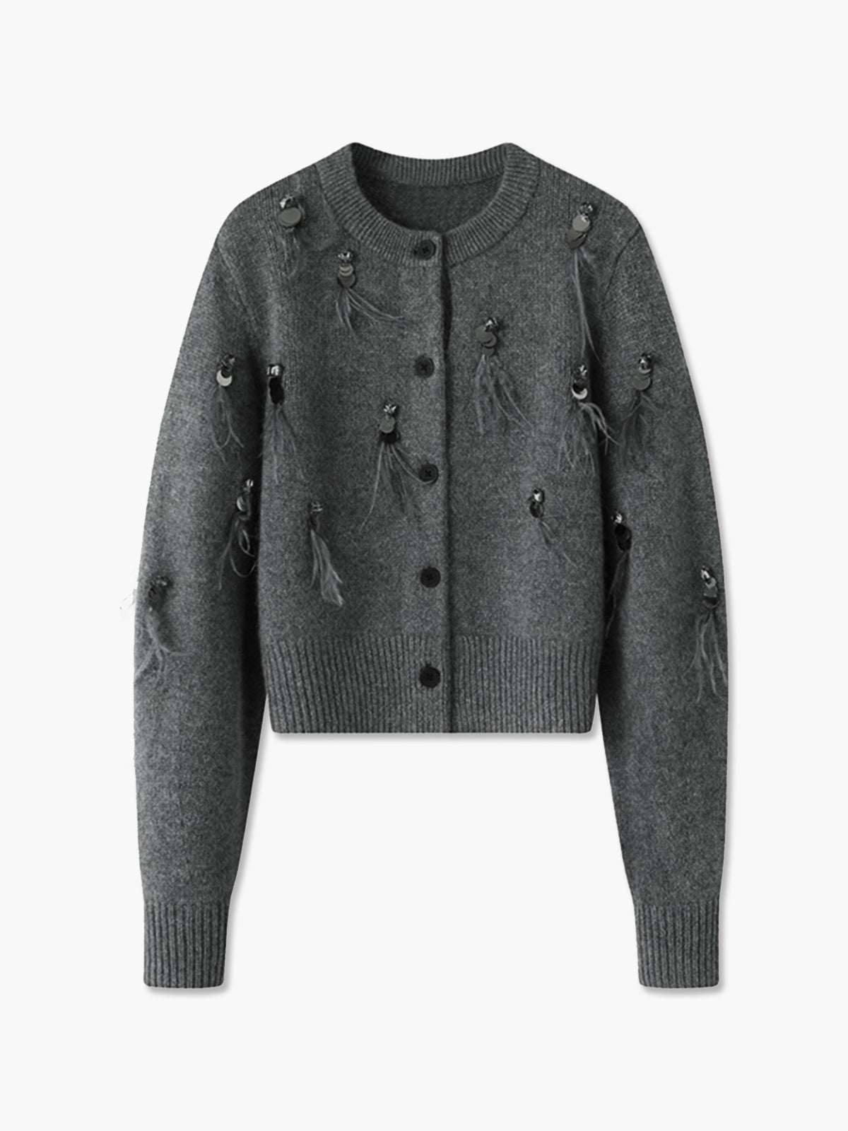 Leisure Düğmeli Payetli Hırka