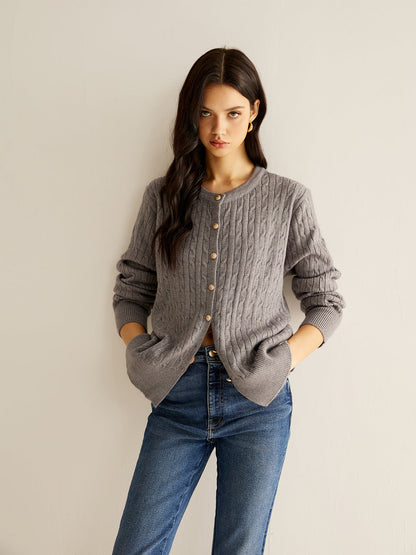 Düğmeli Twist Slim Cardigan