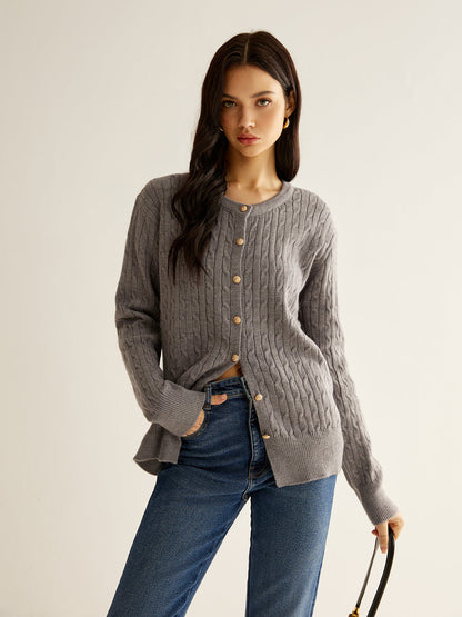 Düğmeli Twist Slim Cardigan