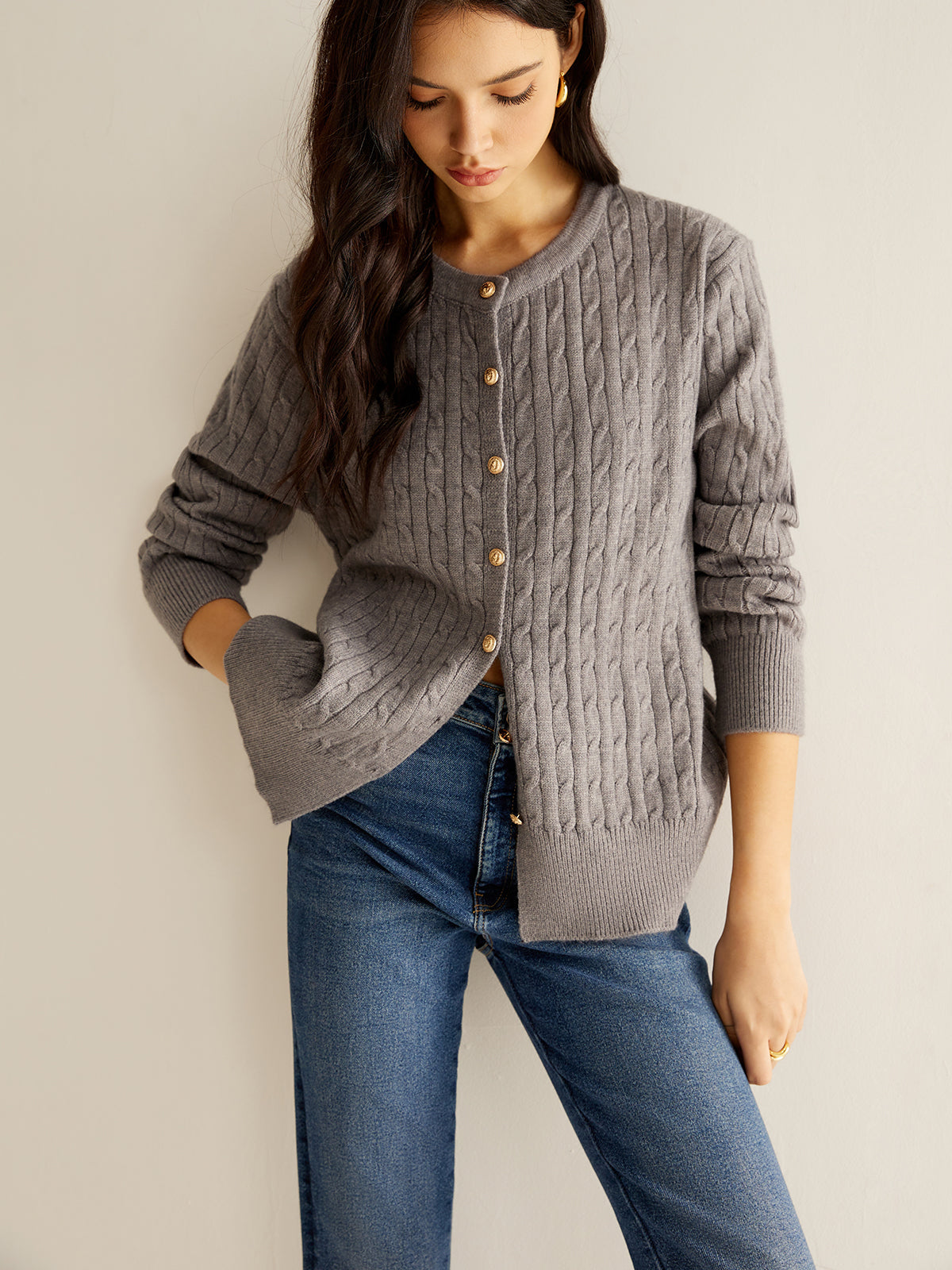 Düğmeli Twist Slim Cardigan