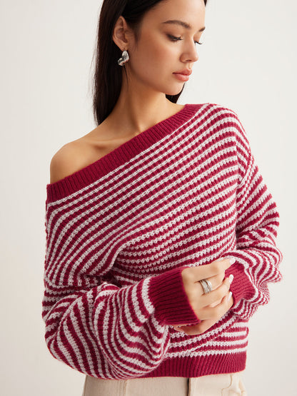 Kontrast Kenarlı Çizgili Sweeter