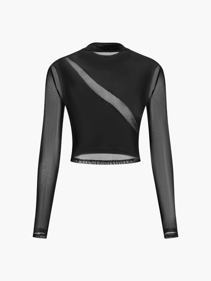 Kadife Panel Şeffaf Kırpılmış Tişört