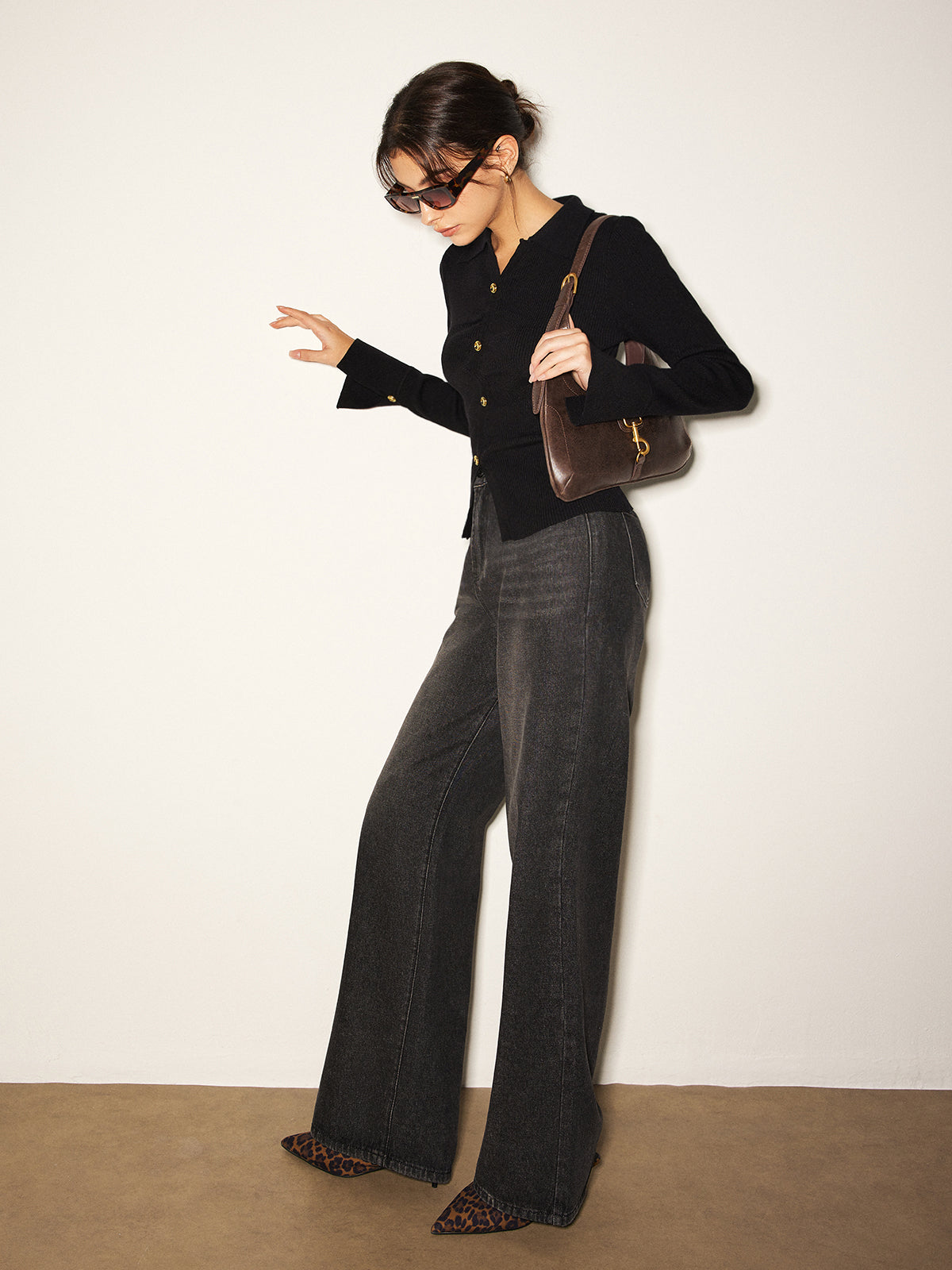 Düğmeli Bölünmüş İnce Polo Kazak