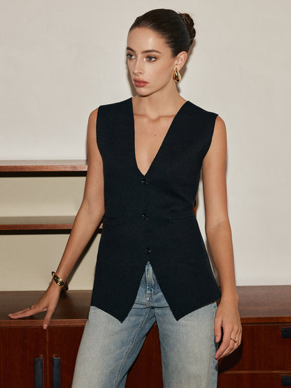 Leisure Button İnce Kazak Yelek