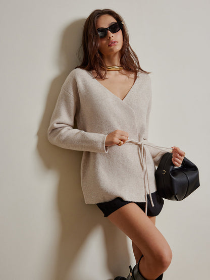 Halatlı Kuşaklı Sarma Kardigan