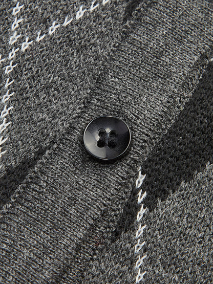 Eşkenar Dörtgen Desenli Kemer Düğmeli Hırka