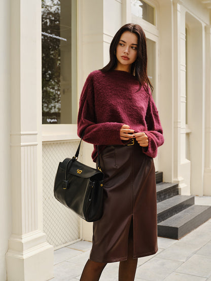 Şık Düz Minky Kazak