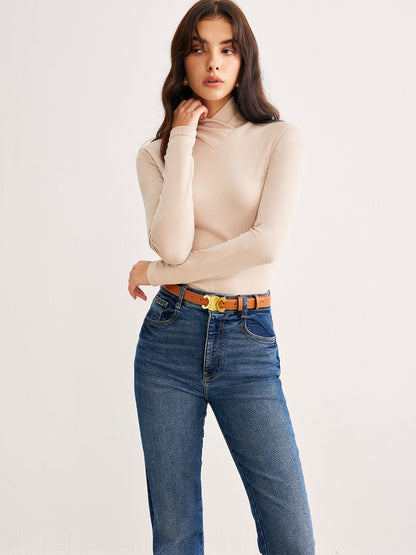 Çapraz Çapraz Yaka İnce Jersey Üst