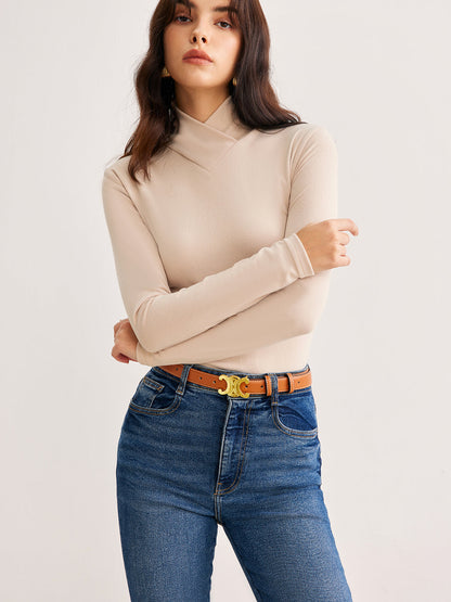 Çapraz Çapraz Yaka İnce Jersey Üst