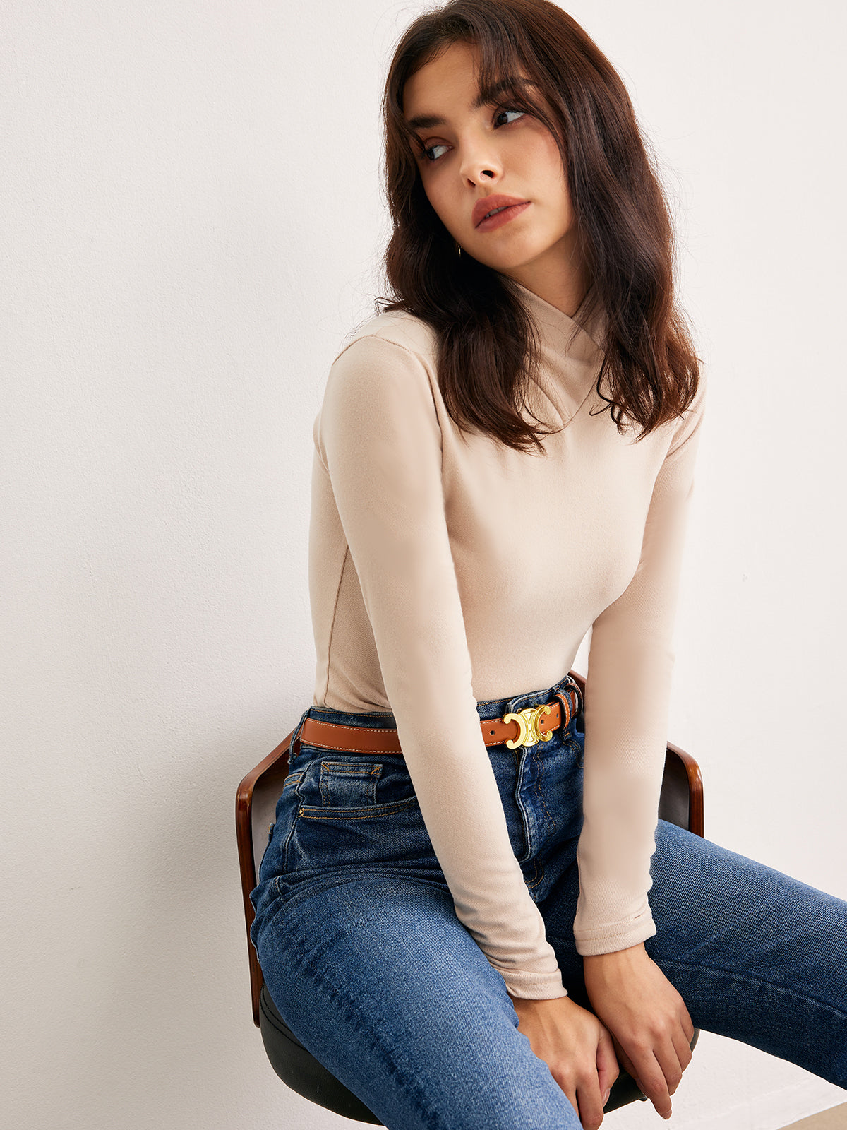 Çapraz Çapraz Yaka İnce Jersey Üst