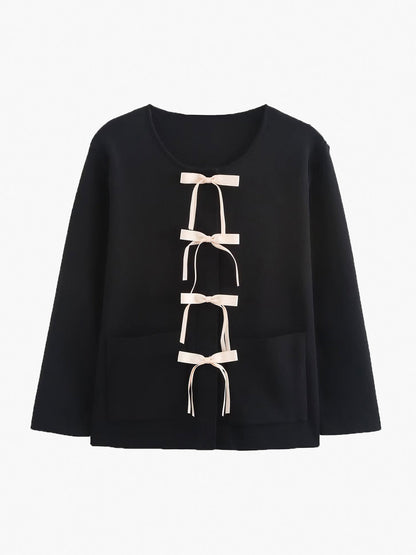 Fiyonk Dekor Cepli Örgü Üst