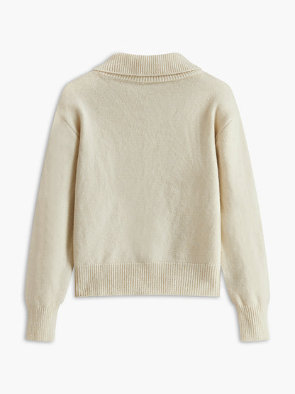 Turtleneck Kontrast Düğmeli Hırka