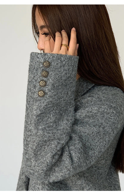 Kemersiz Tweed Uzun Blazer