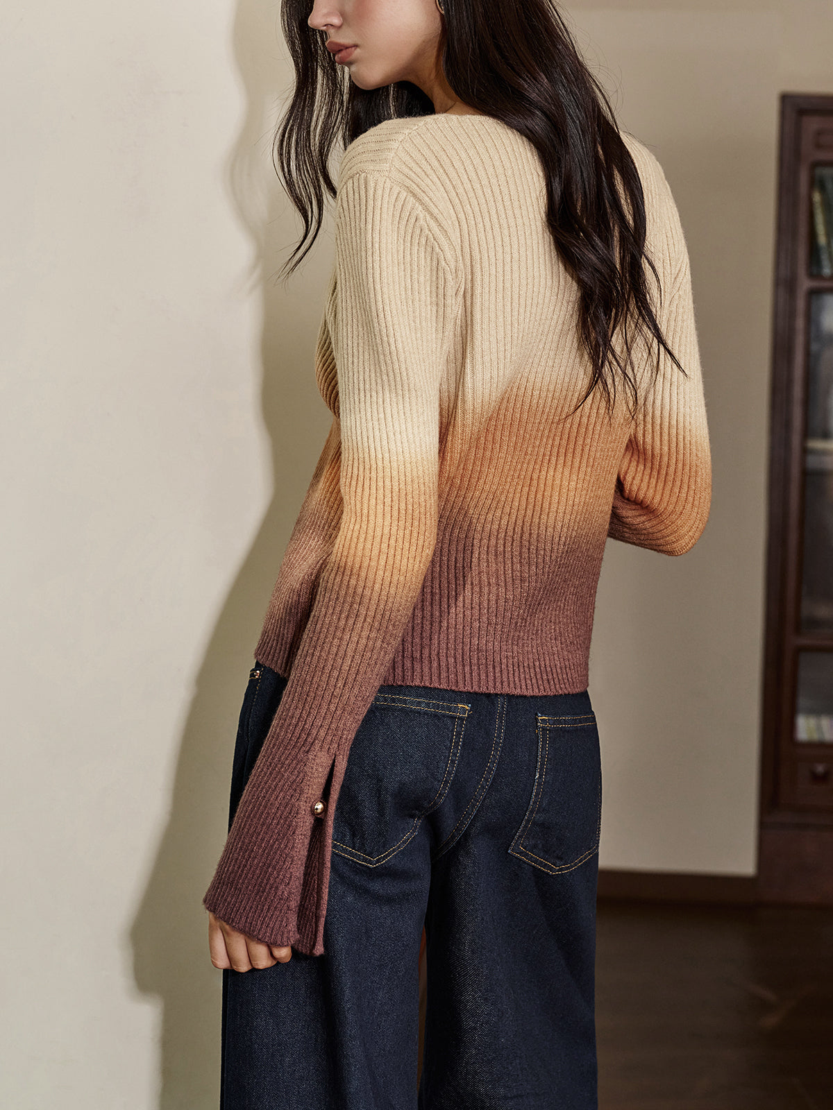 Romance Ombre Düğmeli Hırka