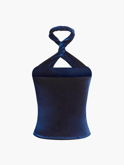 Kadife Fermuarlı Askılı Üst