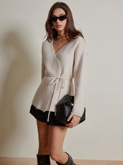 Halatlı Kuşaklı Sarma Kardigan