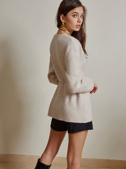 Halatlı Kuşaklı Sarma Kardigan