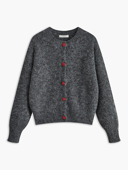 Şık Kalp Düğmeli Hırka