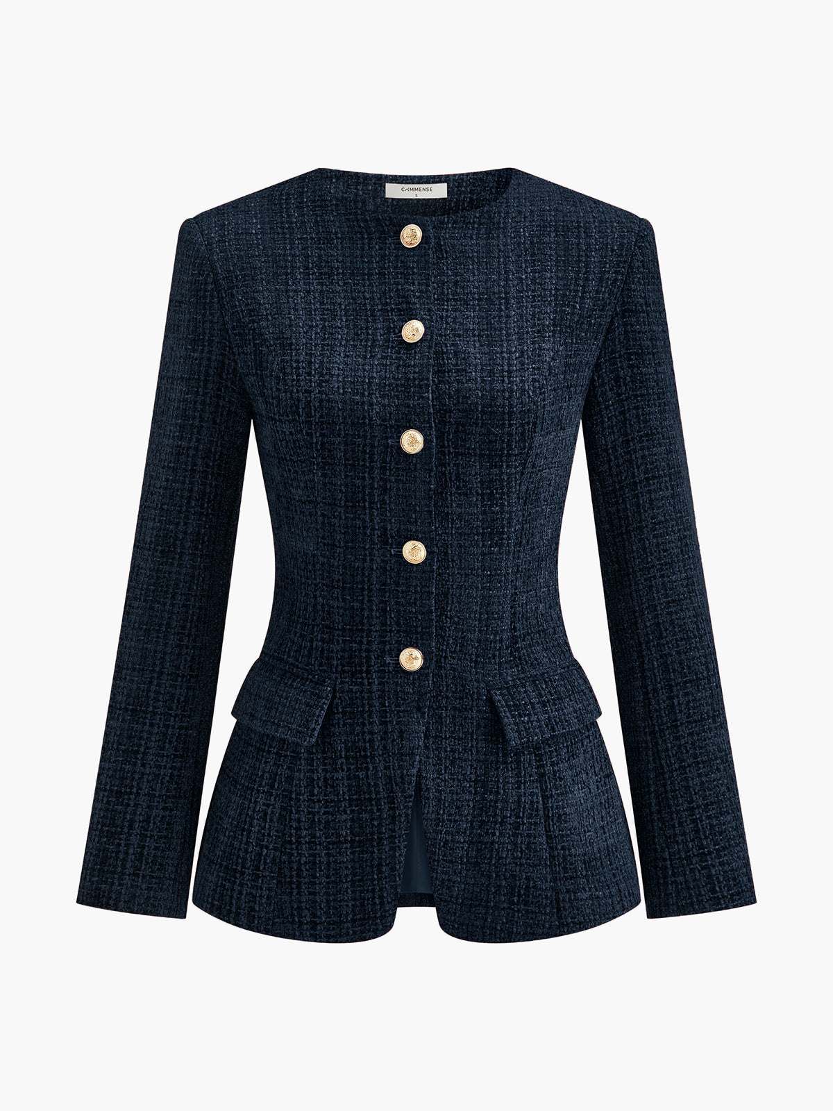 Düğmeli Yırtmaçlı Tweed Blazer