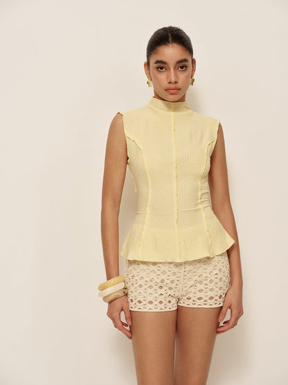 Yarı Şeffaf Dokulu Peplum Üst