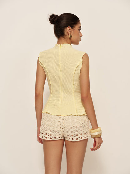 Yarı Şeffaf Dokulu Peplum Üst