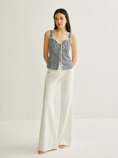 Ekose Önden Bağlamalı Kolsuz Üst