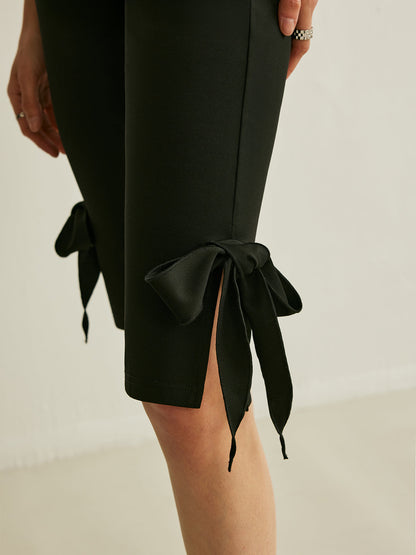 Fiyonk Detaylı Yüksek Bel Capri Pantolon