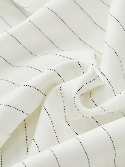 Çizgili Kontrast Kesim Geniş Paça Pantolon