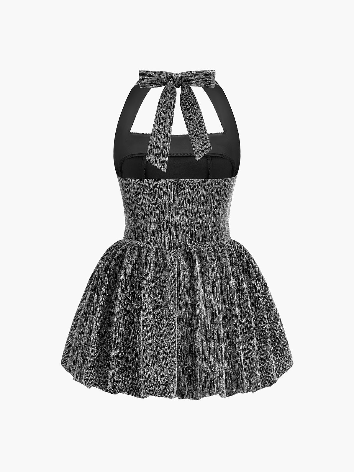Halter Sırtı Açık Pileli Elbise
