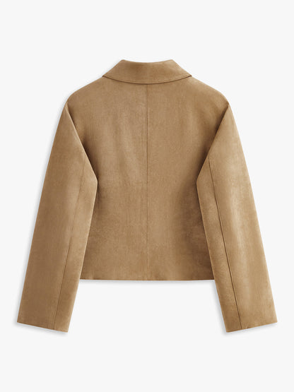 Süet Yumuşak Düğme Yaka Ceket