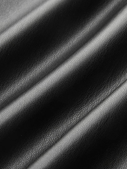 Orta Bel Asimetrik Suni Deri Mini Etek