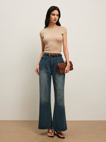 Sırt Bağlama Detaylı Ribanalı Tişört