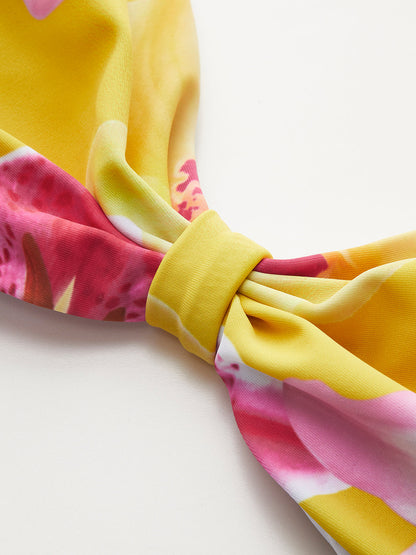 Jersey Çiçek Desenli Bikini Takımı