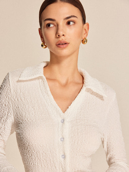 Dokulu Düğmeli Gömlek