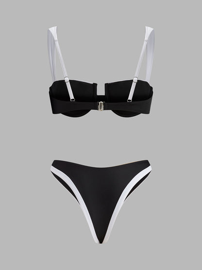 Kontrast Kesimli Kesim Bikini Takımı