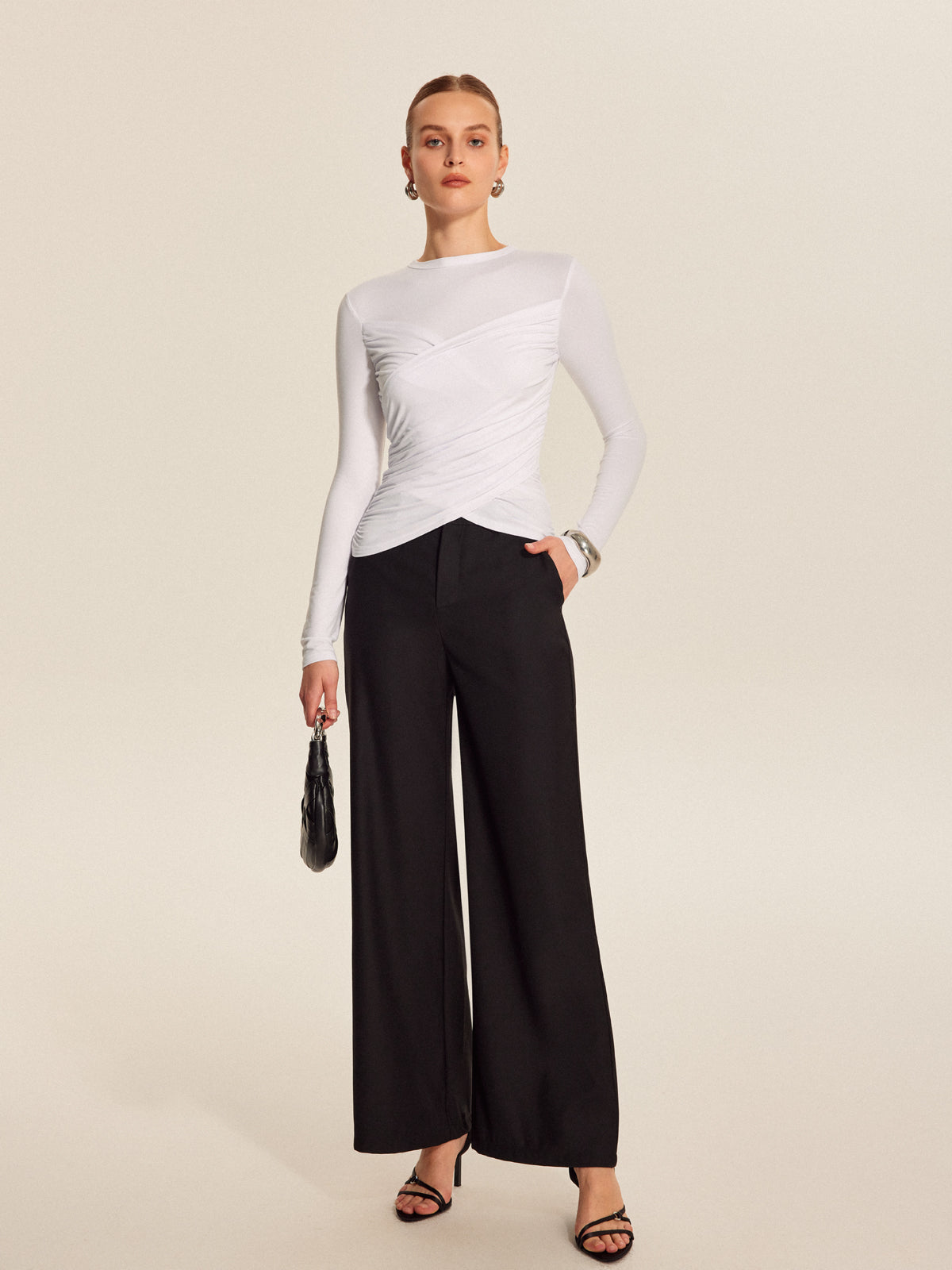 Twist-Ön Uzun Kollu Üst