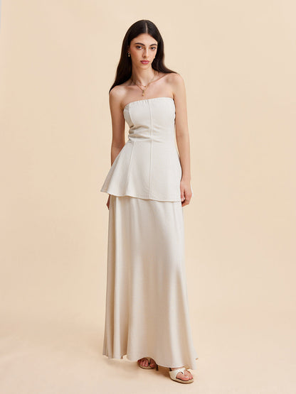 Askısız Peplum Üst Ve Uçuşan Etek Takımı
